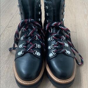 Black Hiking Boots with Red and White Laces Marc Fisher brand